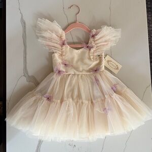 Cream and Purple Tulle Dress